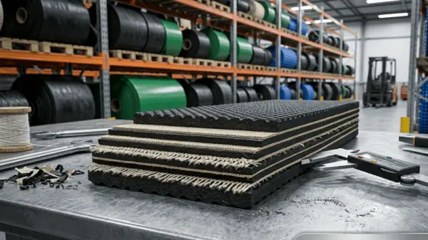 Heavy-duty industrial rubber conveyor belt material and canvas multi-ply tracking variants